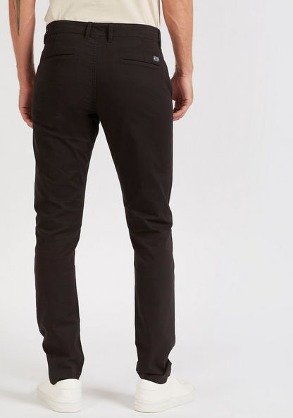 Solid Chinos with Pockets and Button Closure-Pants-image-3