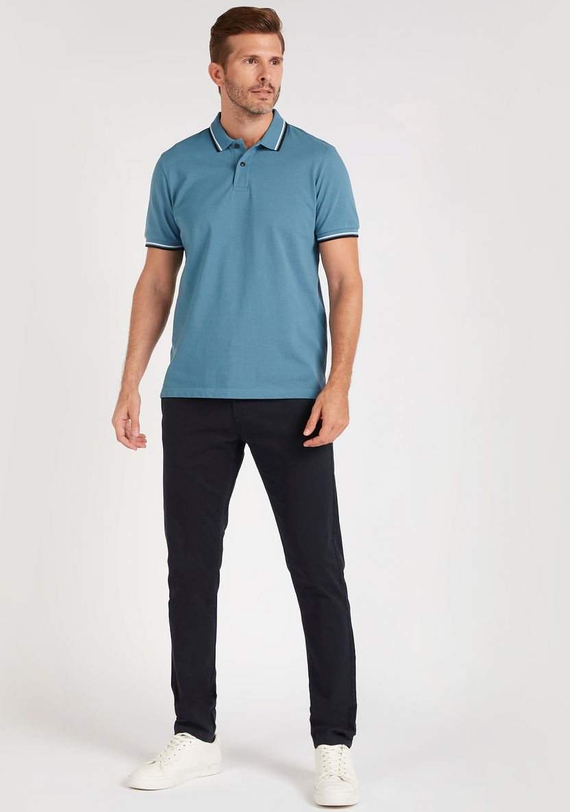 Solid Chinos with Pockets and Button Closure-Pants-image-1
