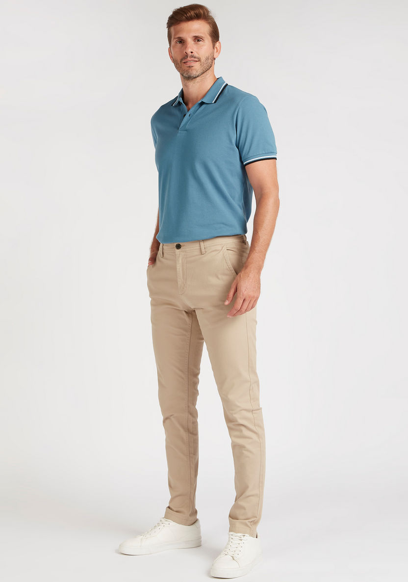 Solid Chinos with Button Closure and Pockets-Pants-image-1