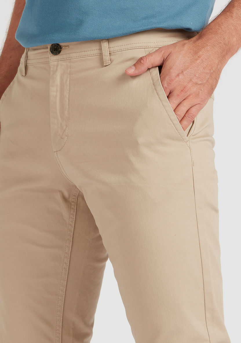 Solid Chinos with Button Closure and Pockets-Pants-image-2