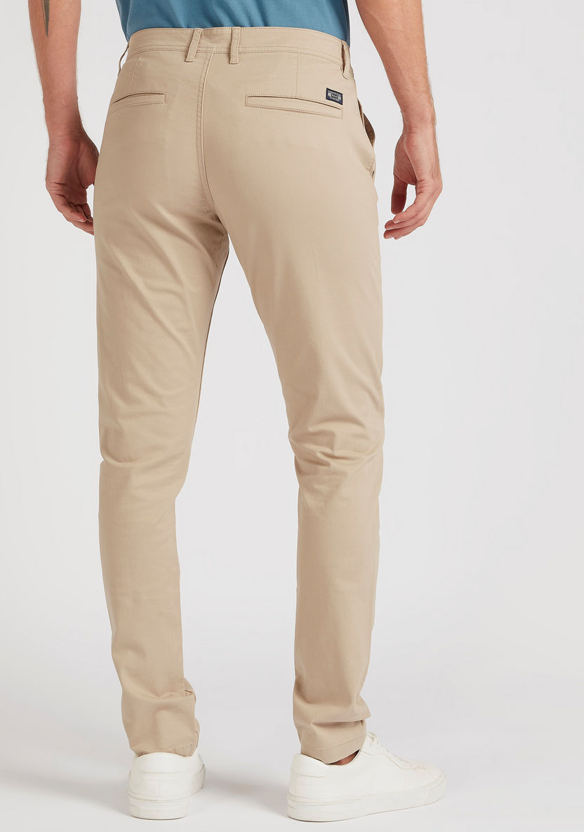 Solid Chinos with Button Closure and Pockets-Pants-image-3