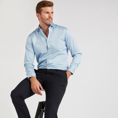 Solid Formal Shirt with Long Sleeves and Button Closure