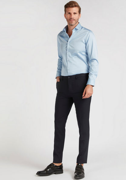 Solid Formal Shirt with Long Sleeves and Button Closure