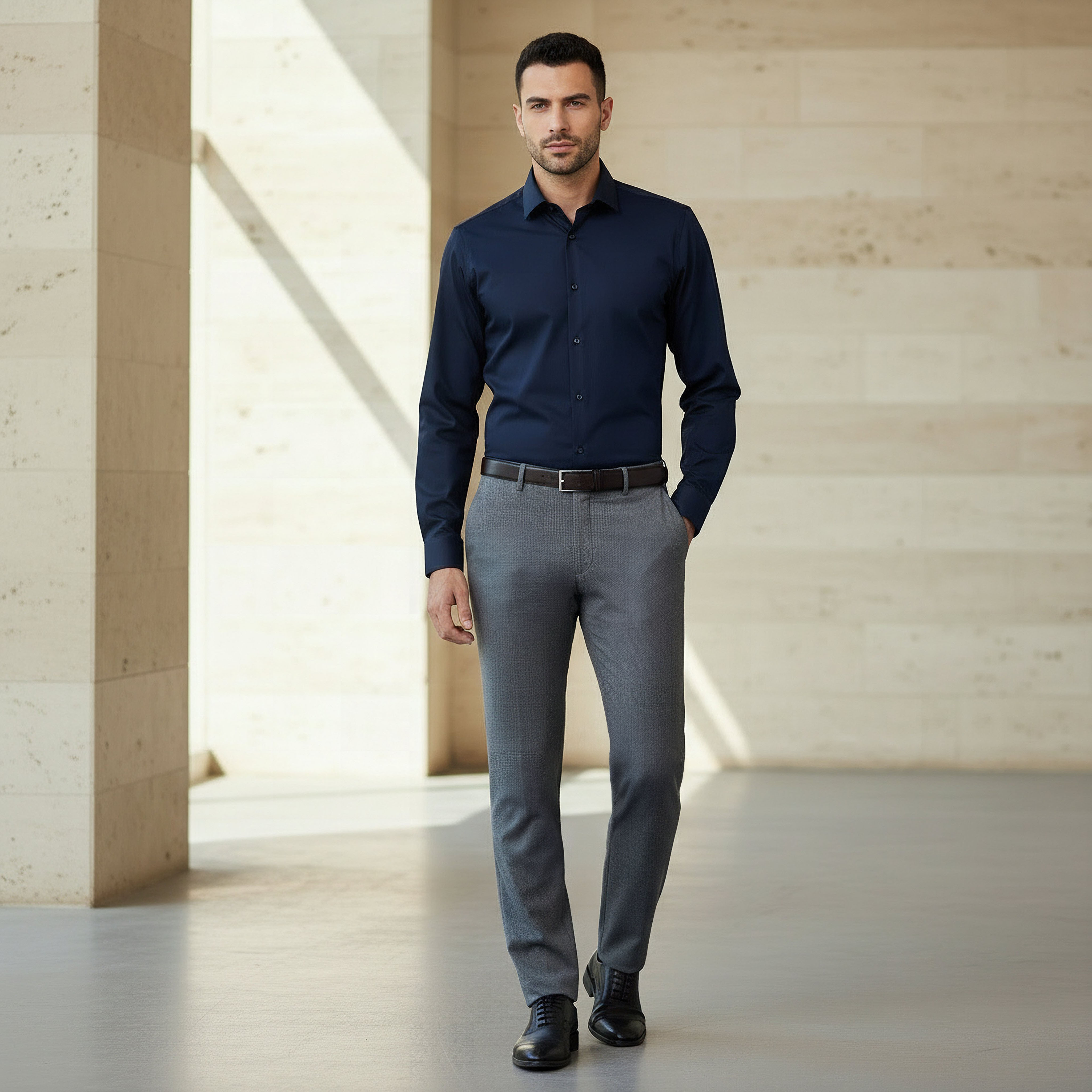 Men Regular Fit Spread Collar Long Sleeves Shirt-men-clothing-shirts-image-2