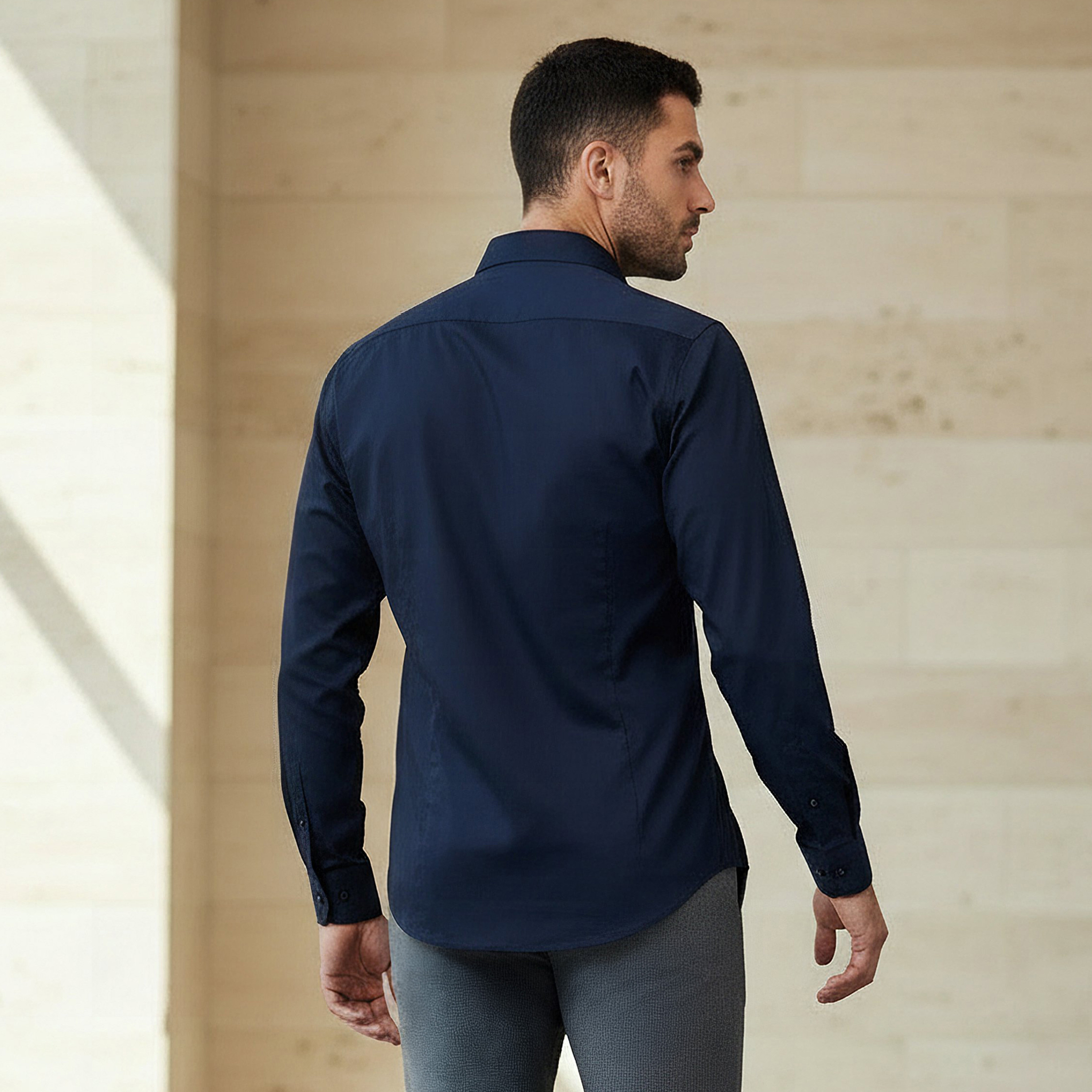 Men Regular Fit Spread Collar Long Sleeves Shirt-men-clothing-shirts-image-3