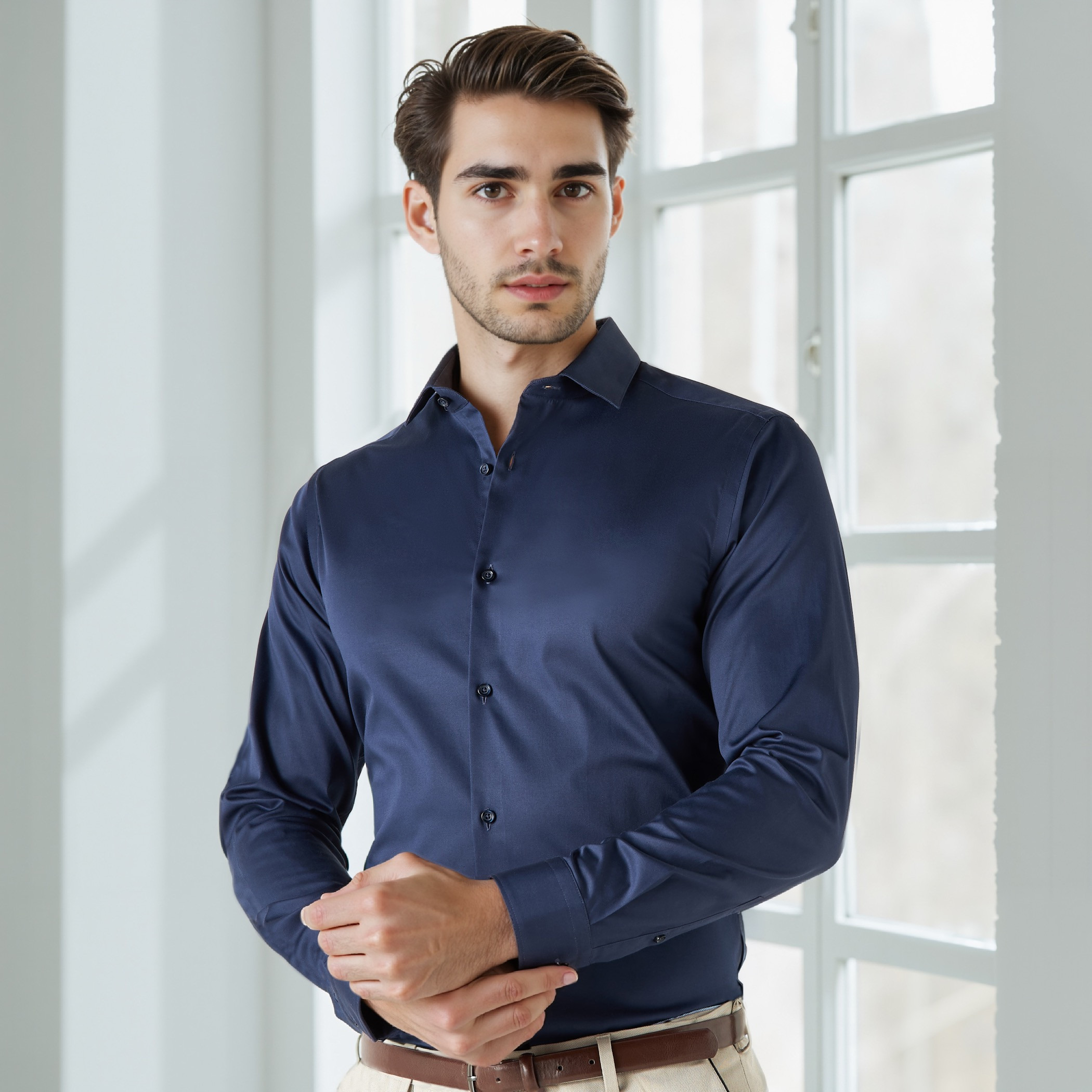 Shop Formal Shirt with Long Sleeves and Button Closure Online | Splash Saudi