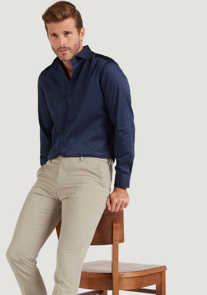 Solid Formal Shirt with Long Sleeves and Button Closure-Shirts-image-0