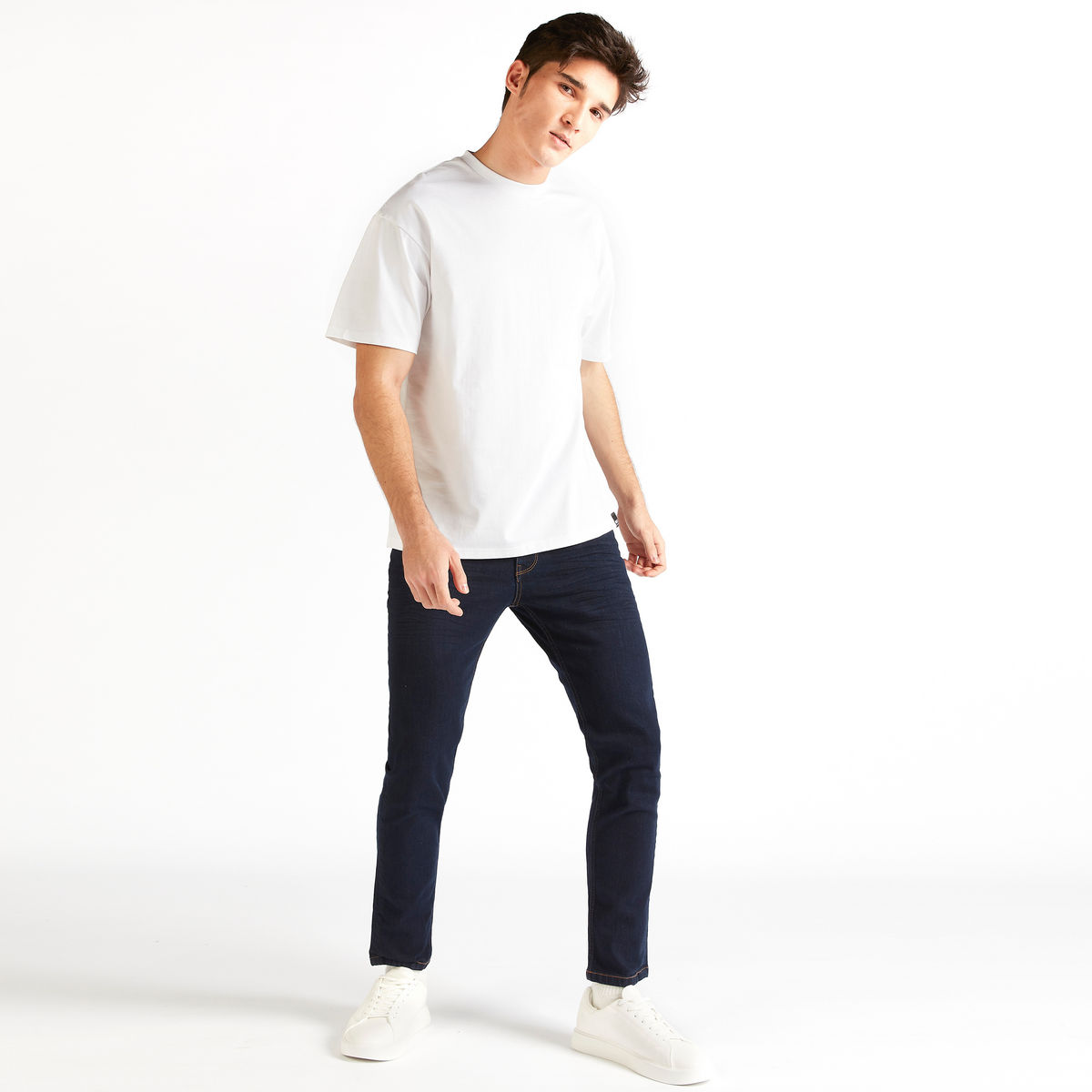 Buy Solid Denim Jeans with Button Closure and Pockets | Splash UAE