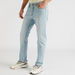 Solid Mid-Rise Jeans with Pockets and Button Closure-Jeans-thumbnail-0