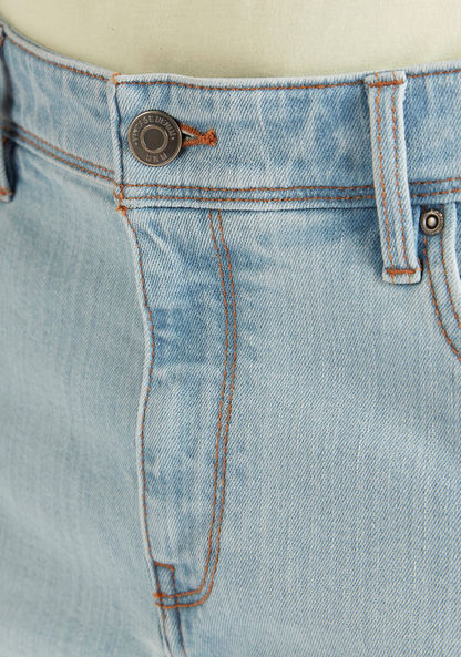 Solid Mid-Rise Jeans with Pockets and Button Closure-Jeans-image-2