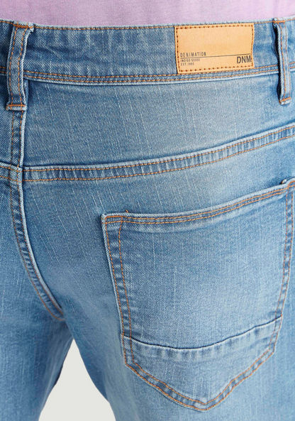 Solid Straight Fit Denim Jeans with Pockets and Button Closure-Jeans-image-4