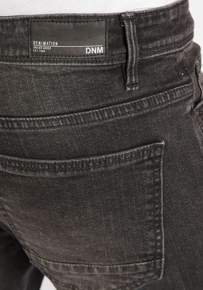 Solid Mid-Rise Jeans with Pockets and Button Closure-Jeans-image-4