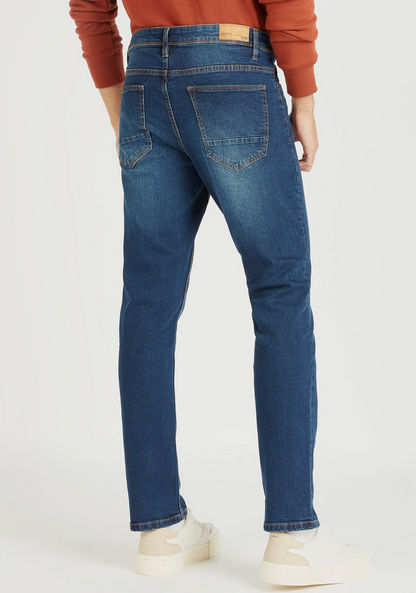 Solid Straight Fit Denim Jeans with Pockets-Jeans-image-3