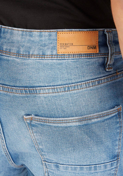 Solid Carrot Fit Jeans with Pockets and Button Closure-Jeans-image-4
