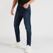 Solid Carrot Fit Jeans with Pockets and Button Closure-Jeans-thumbnail-0