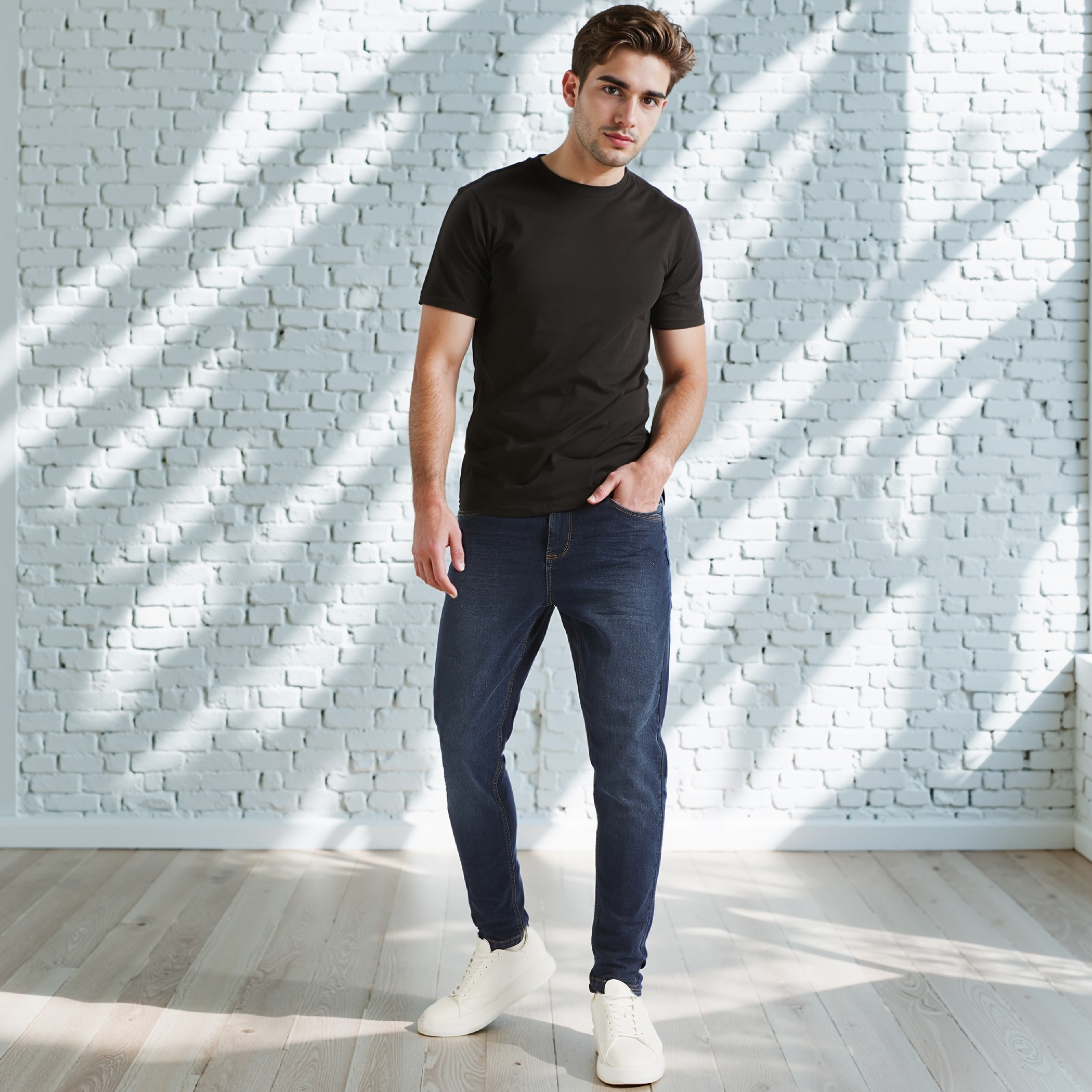Solid Carrot Fit Jeans with Pockets and Button Closure-men-clothing-bottoms-jeans-image-2