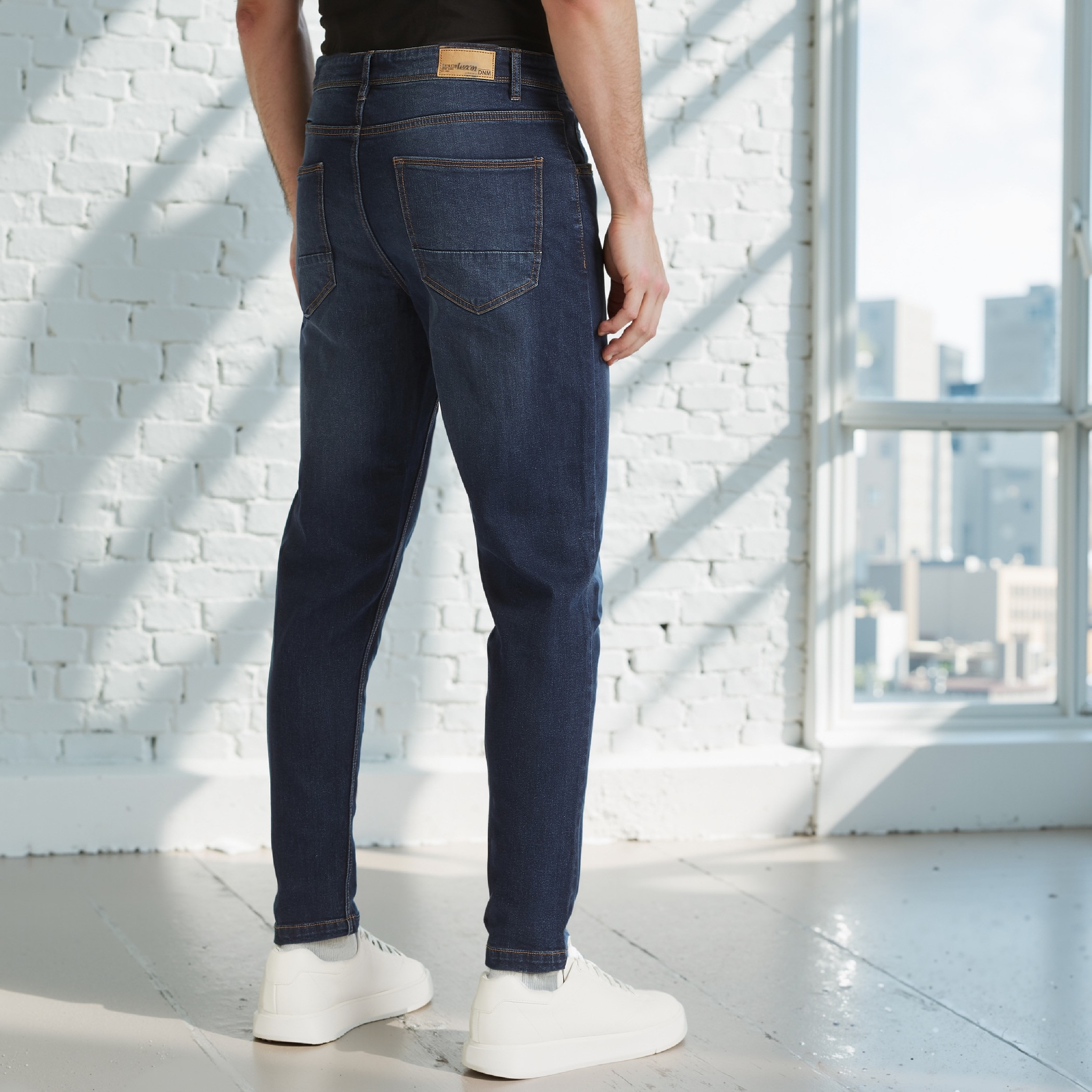 Solid Carrot Fit Jeans with Pockets and Button Closure-men-clothing-bottoms-jeans-image-3