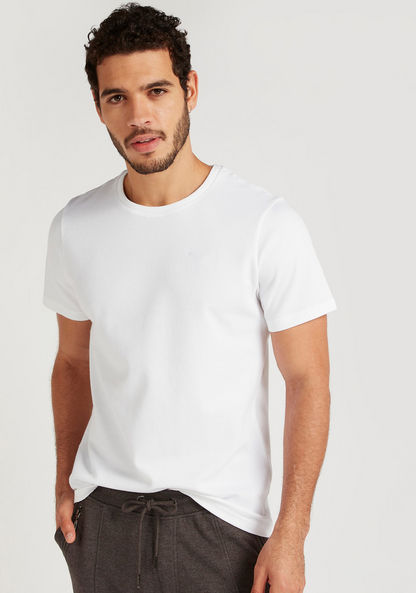 Iconic Textured T-shirt with Crew Neck and Short Sleeves