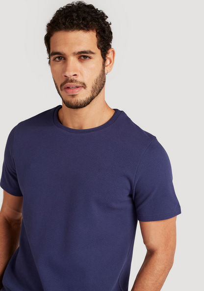 Iconic Textured T-shirt with Crew Neck and Short Sleeves-T Shirts-image-2