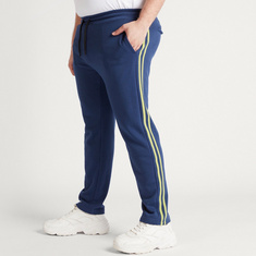 Plus Size Solid Joggers with Drawstring Closure and Pockets