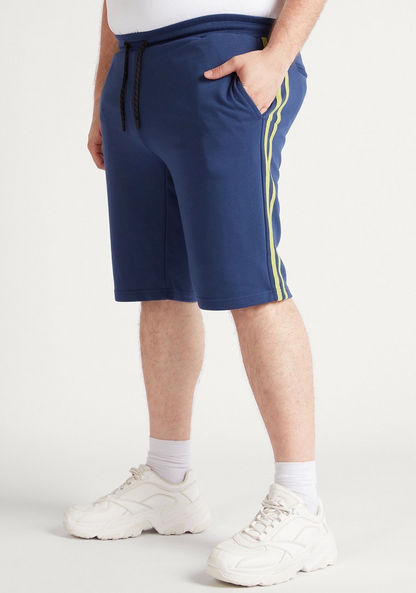 Plus Size Solid Shorts with Drawstring Closure and Pockets-Shorts-image-0