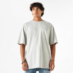 Lee Cooper Solid Crew Neck T-shirt with Pocket and Short Sleeves