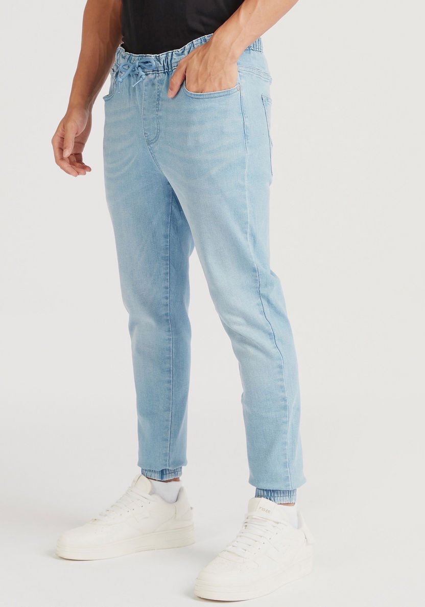 Lee Cooper Denim Joggers with Drawstring Closure and Pockets-Joggers-image-0