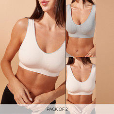 Set of 2 - Solid Lightly Padded Seamless Support Bra