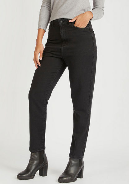 Lee Cooper Solid Jeans with Pockets and Button Closure-Jeans-image-0