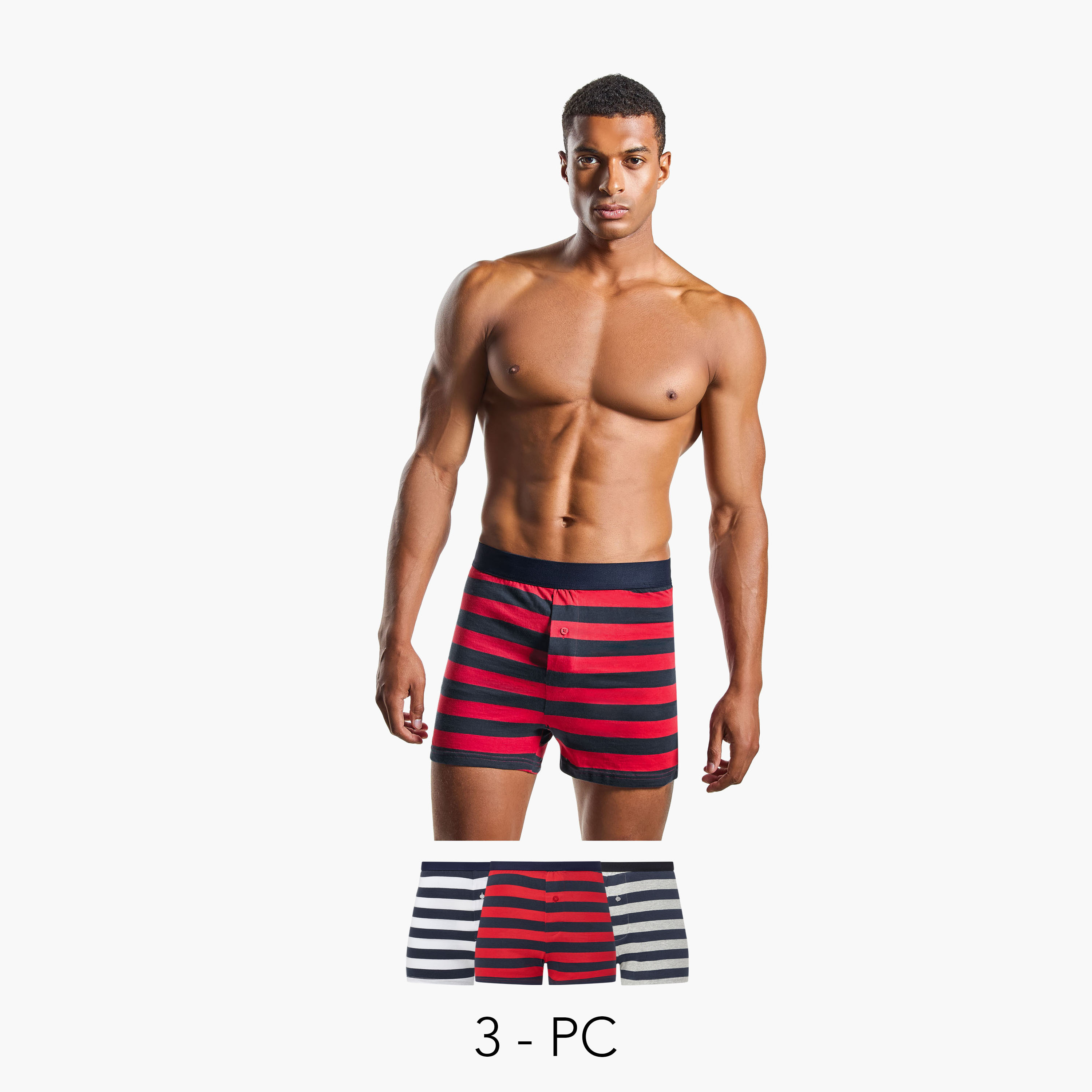 Set of 3 - Boxers with Elasticated Waist and Antibacterial Protection-men-clothing-innerwear-underwear-image-1