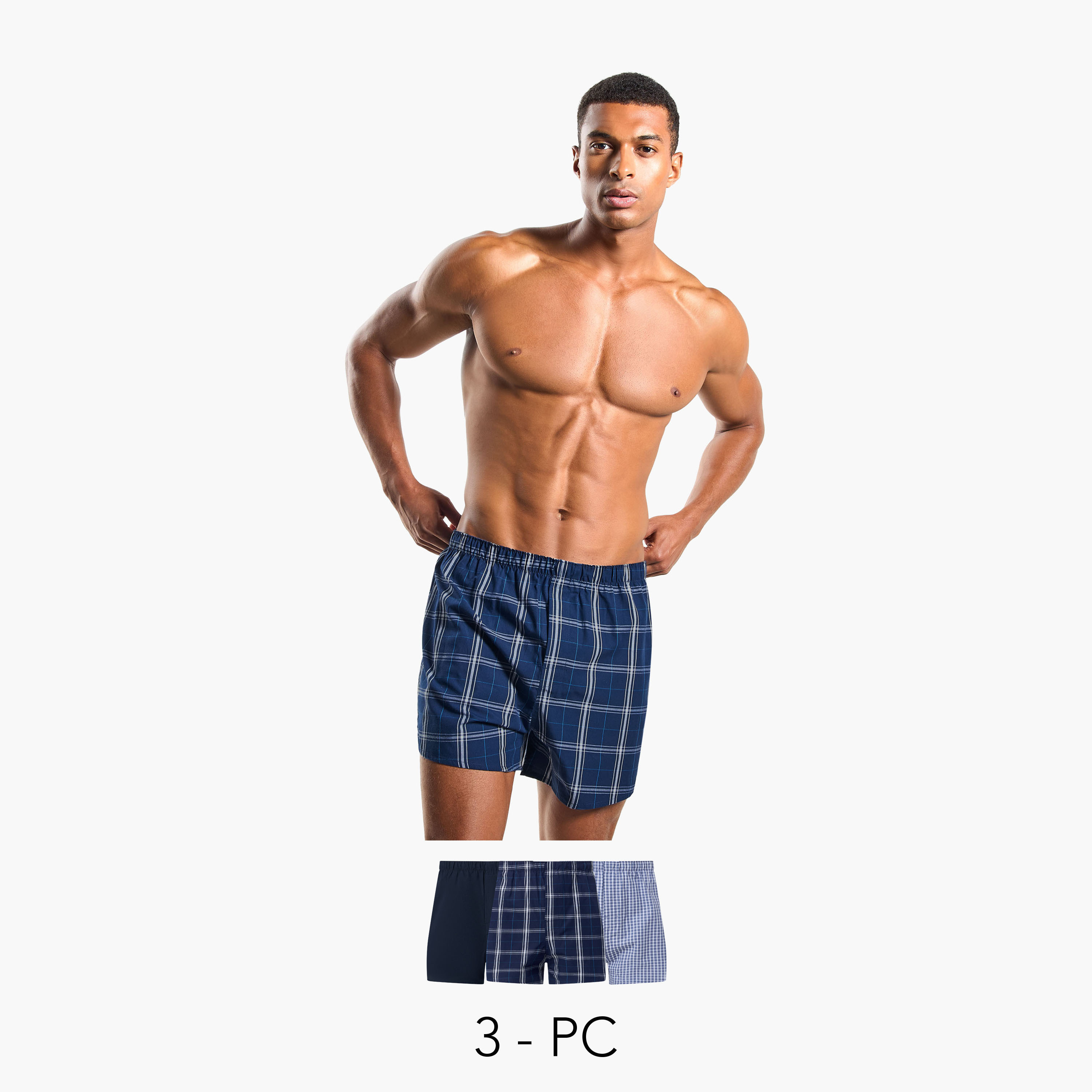 Set of 3 - Boxers with Elasticated Waistband and Antibacterial Protection-men-clothing-innerwear-underwear-image-1