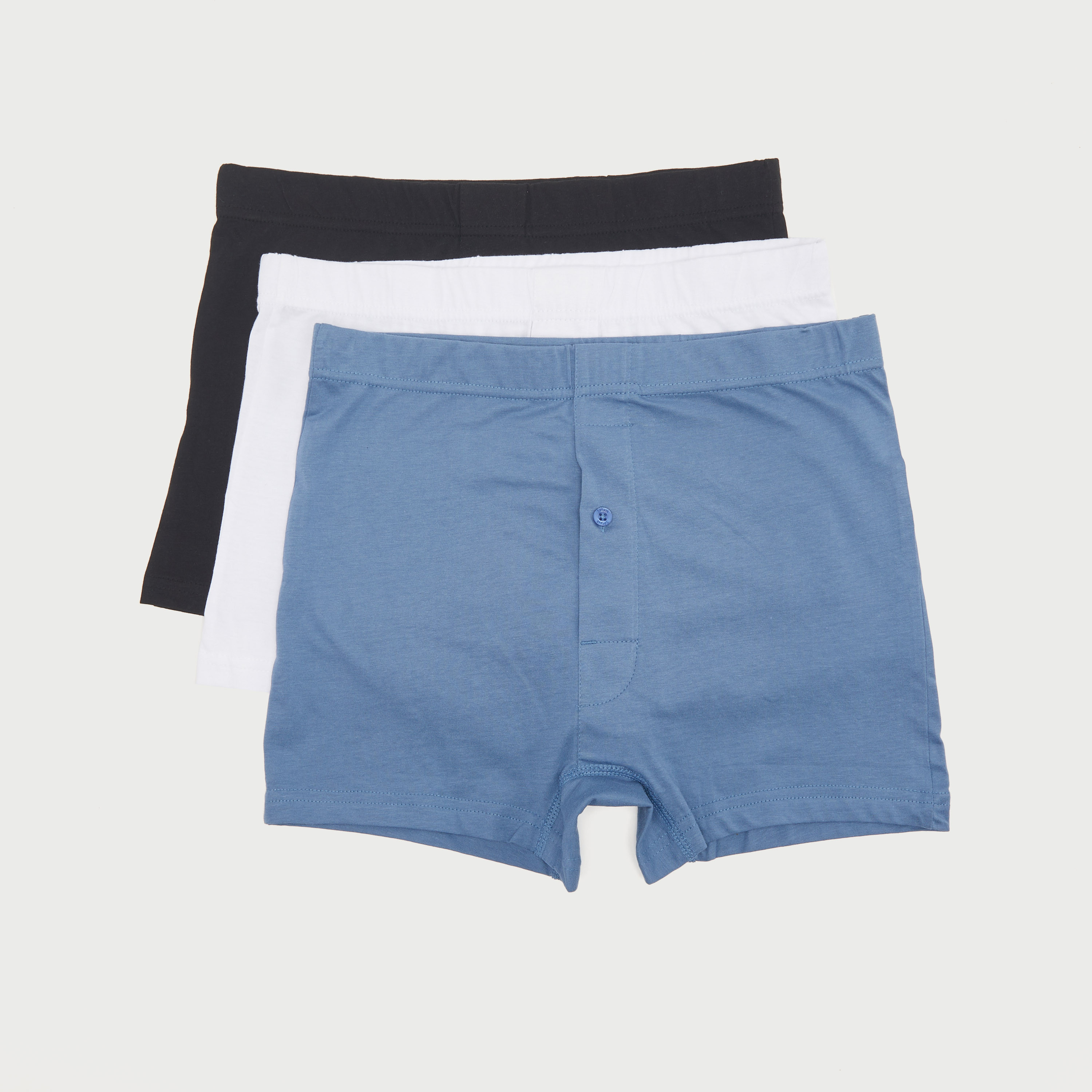 Set of 3 Solid Boxer Briefs with Elasticated Waistband