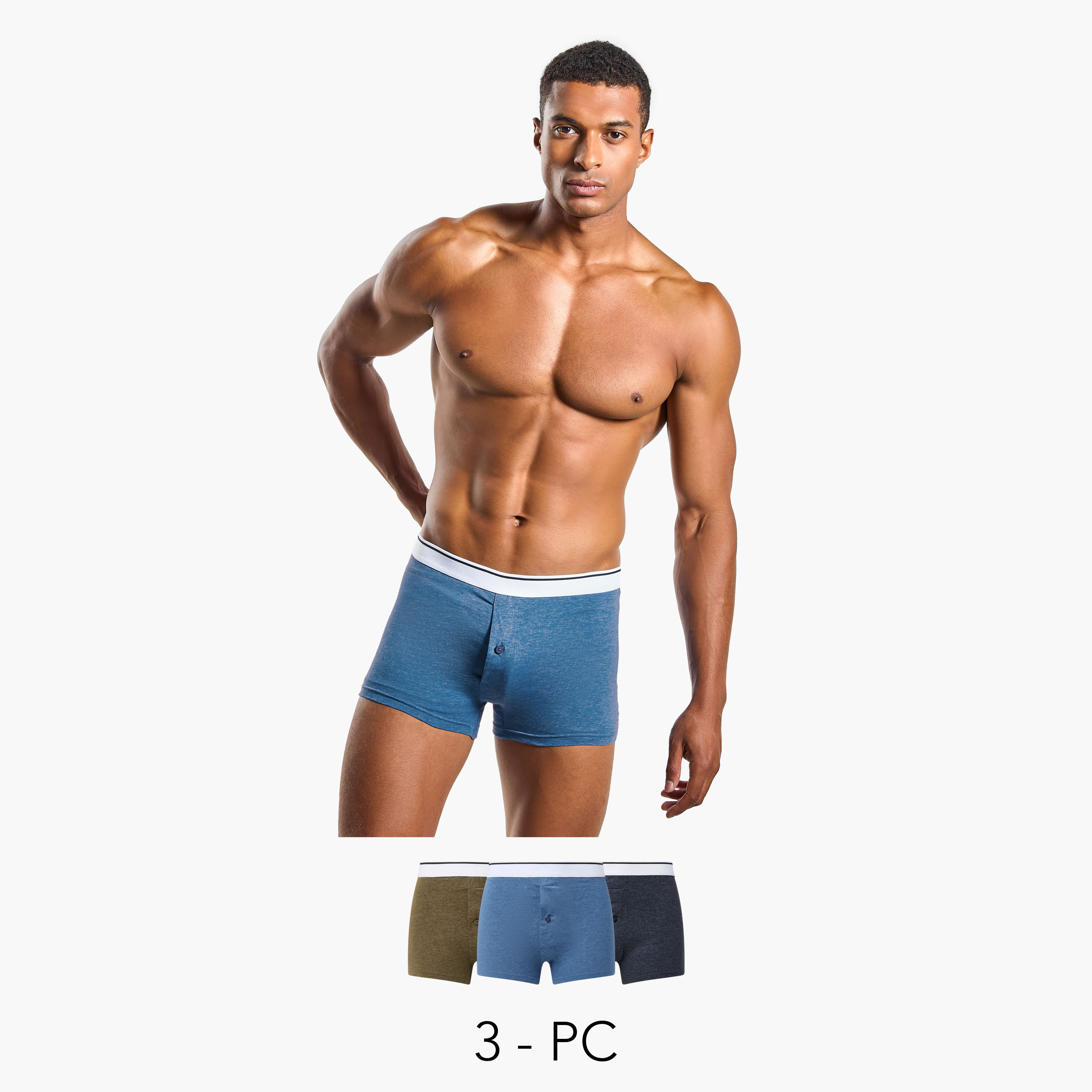 Set of 3 - Boxer Briefs with Elasticated Waistband and Antibacterial Protection-men-clothing-innerwear-underwear-image-1