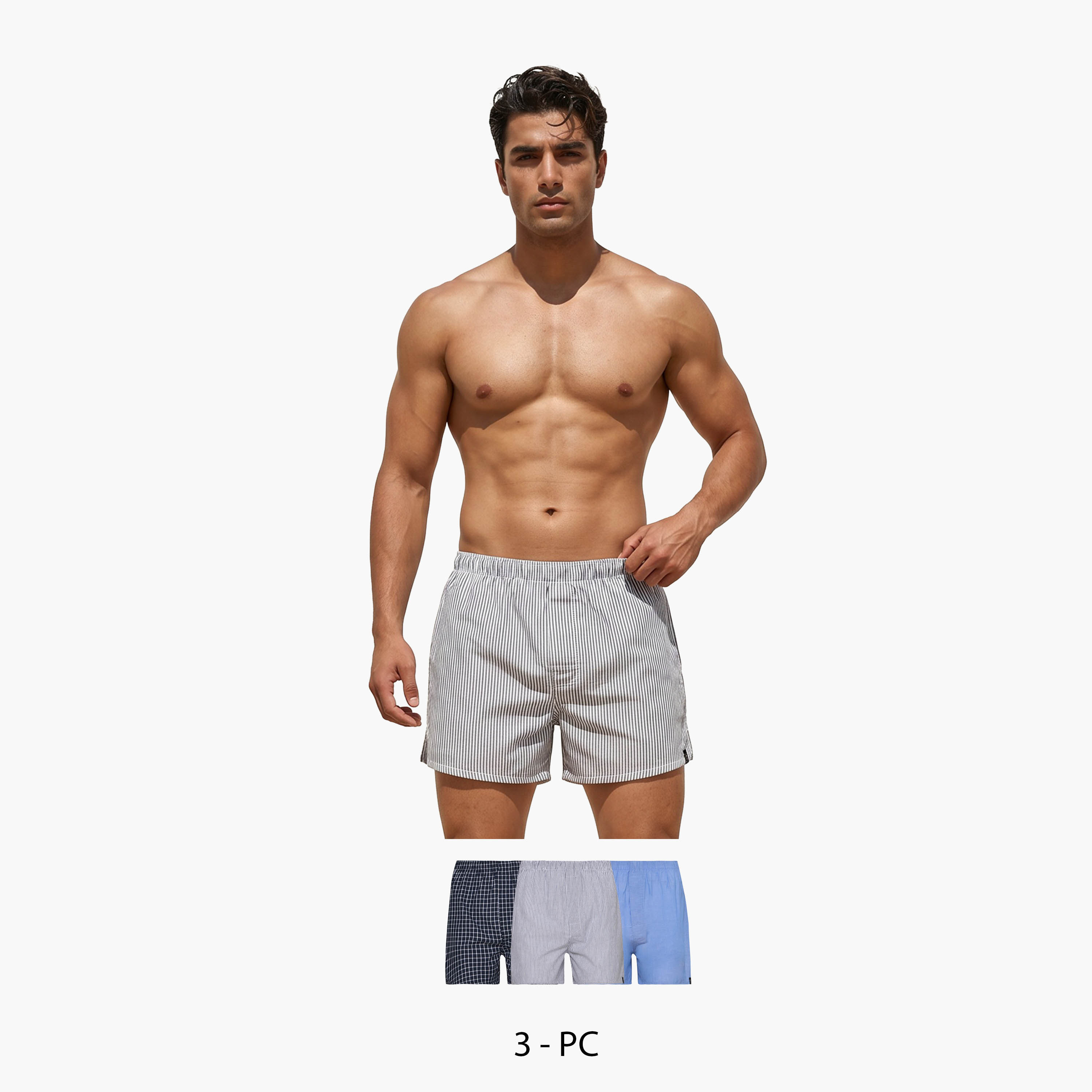 Set of 3 - Boxer Briefs with Elasticated Waistband and Antibacterial Protection-men-clothing-innerwear-underwear-image-1