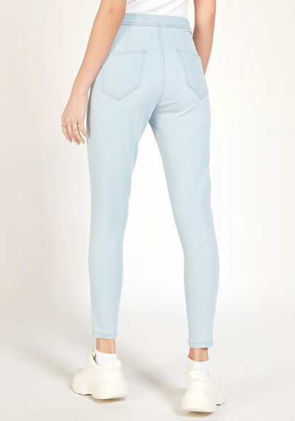 Solid Mid-Rise Jeans with Button Closure-Jeans-image-3