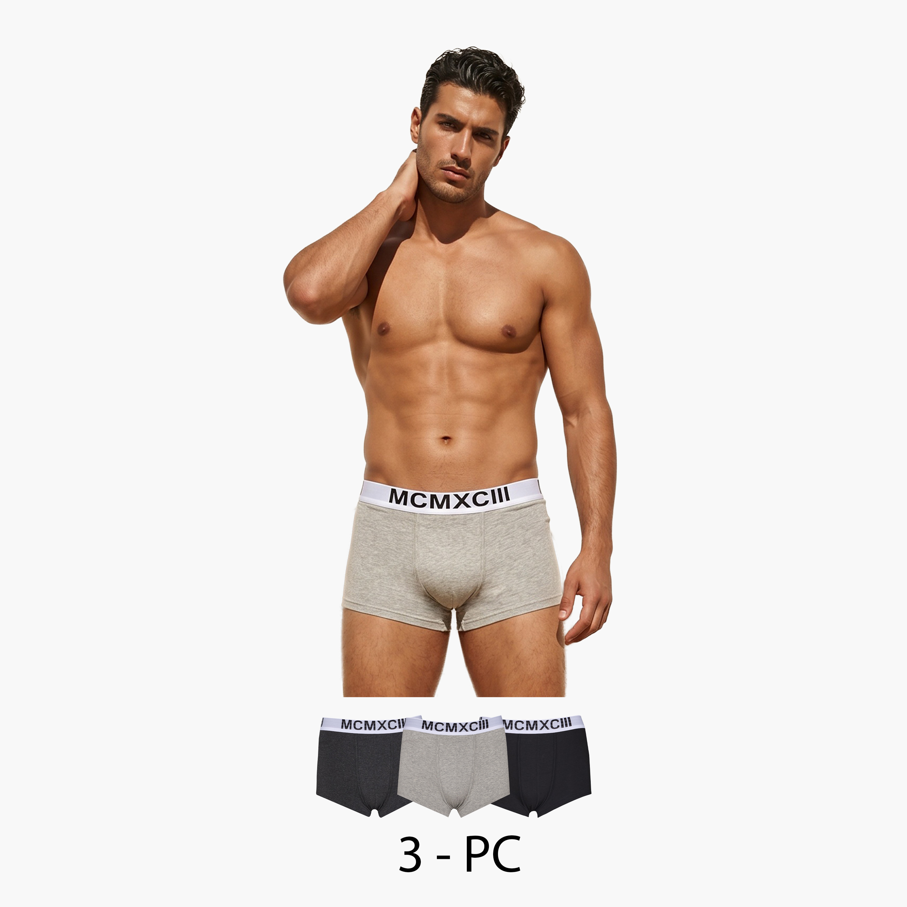 Set of 3 - Trunks with Elasticated Waistband and Antibacterial Protection-men-clothing-innerwear-underwear-image-1