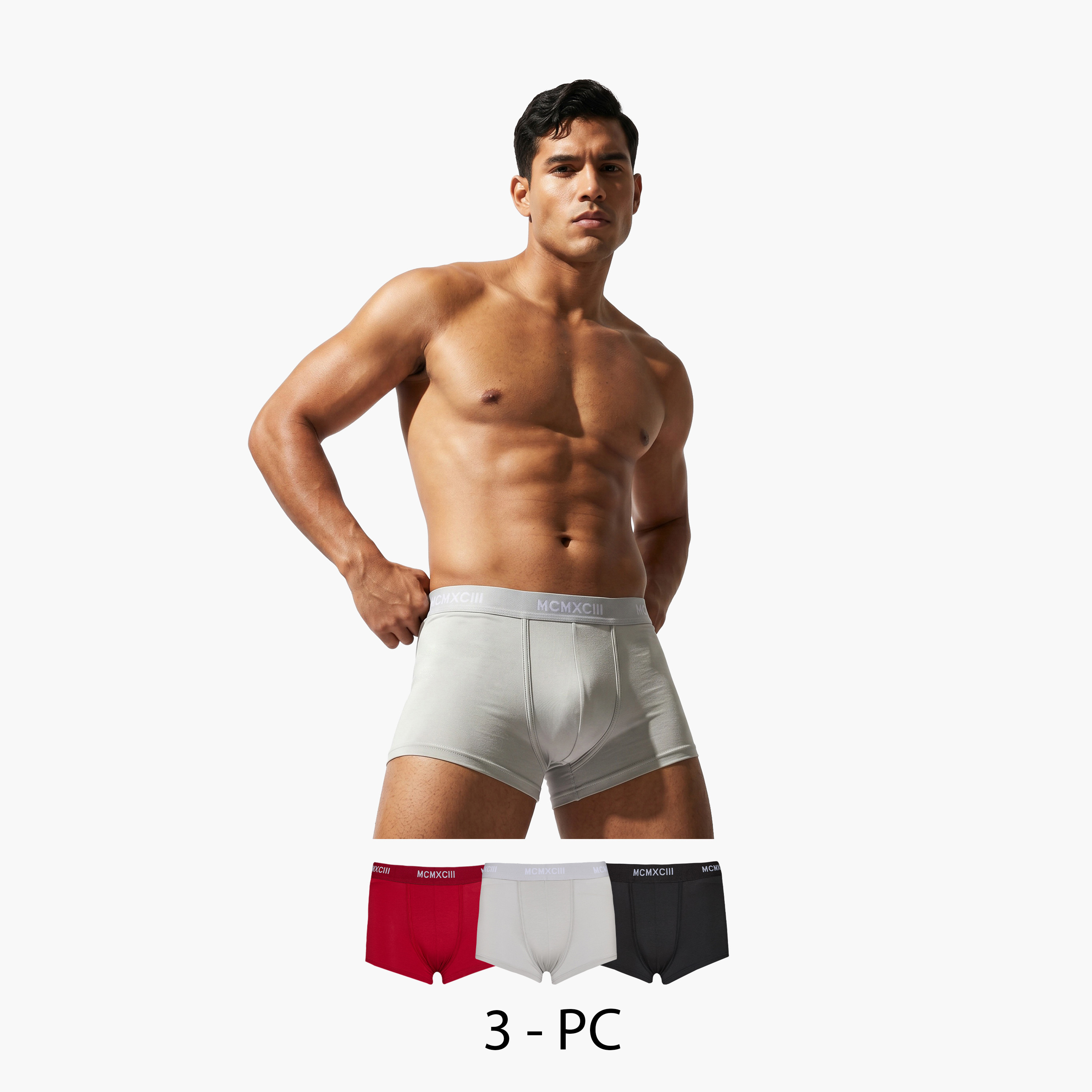 Set of 3 - Trunks with Elasticated Waistband and Antibacterial Protection-men-clothing-innerwear-underwear-image-1