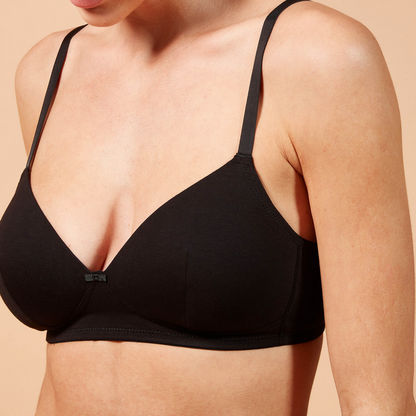 Solid Padded Underwire Bra with Adjustable Straps-Bras-image-2