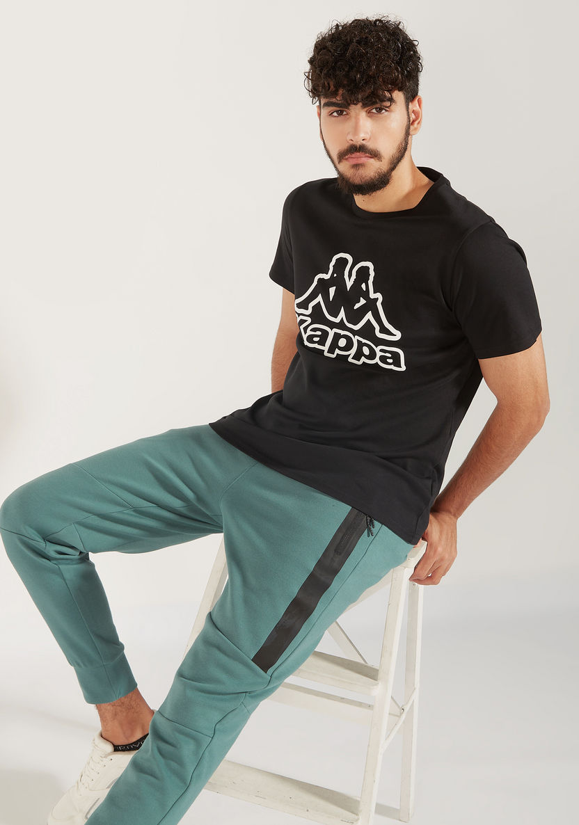 Kappa Logo Print Crew Neck T-shirt with Short Sleeves-T Shirts and Vests-image-0