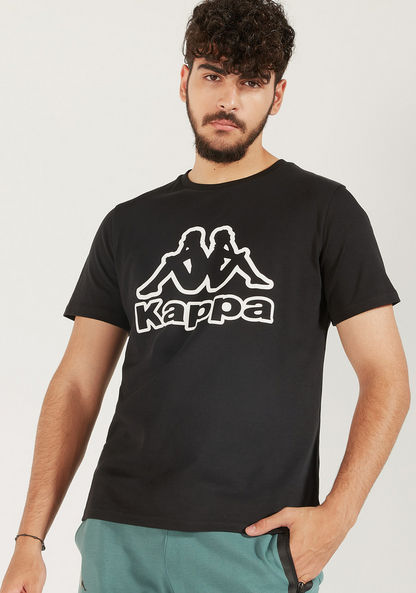 Kappa Logo Print Crew Neck T-shirt with Short Sleeves-T Shirts-image-2