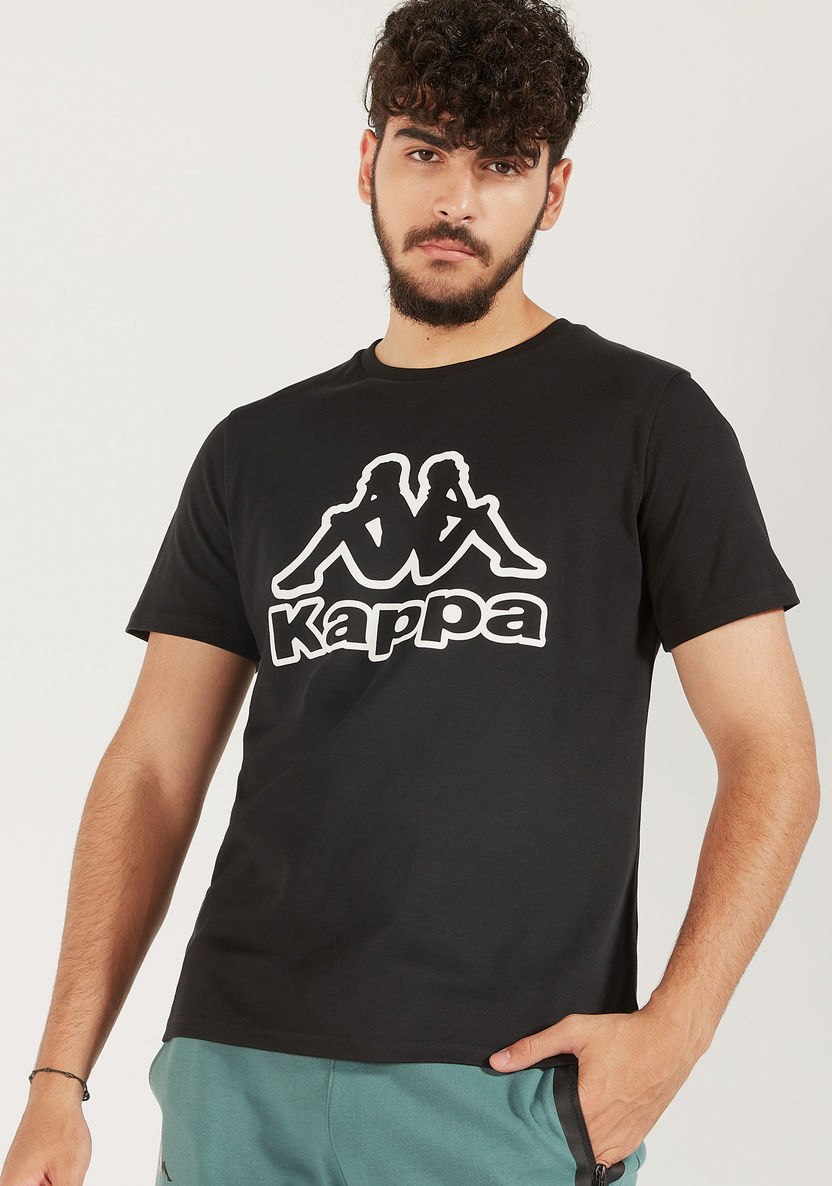 Kappa Logo Print Crew Neck T-shirt with Short Sleeves-T Shirts and Vests-image-2