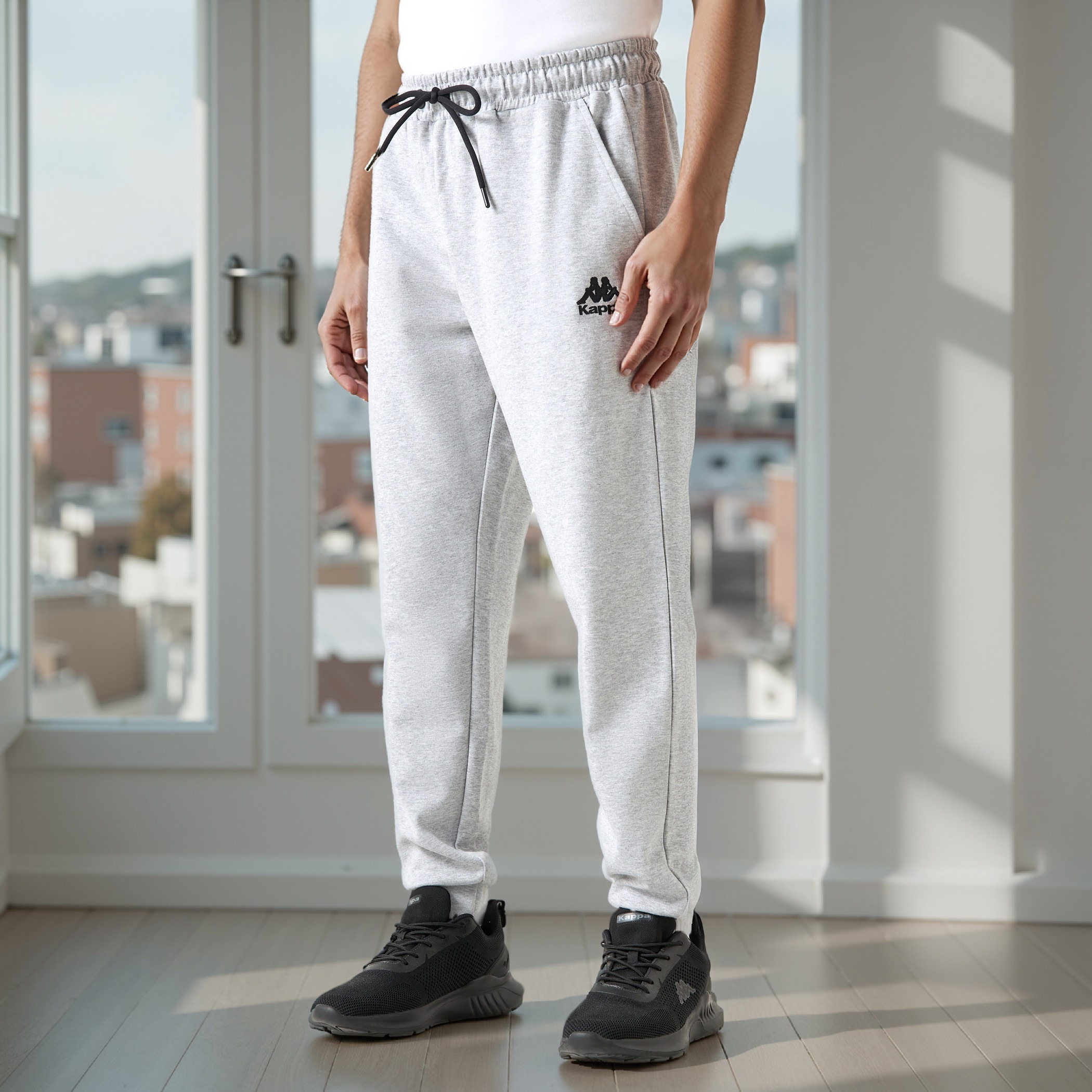 Kappa Relaxed Fit Logo Detail Joggers with Drawstring Closure and Pockets-men-clothing-sportswearandactivewear-bottoms-joggers-image-1