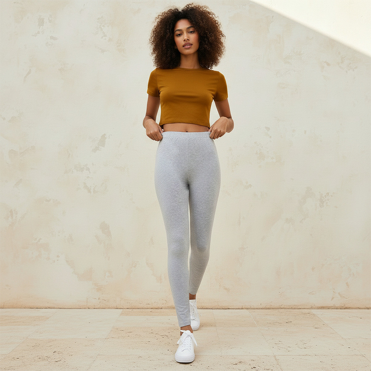 بنطلون ليقنز من القطن فائق التمدد بخصر عالي مطاطي من سبلاش بيزيكس-women-clothing-leggings-image-5