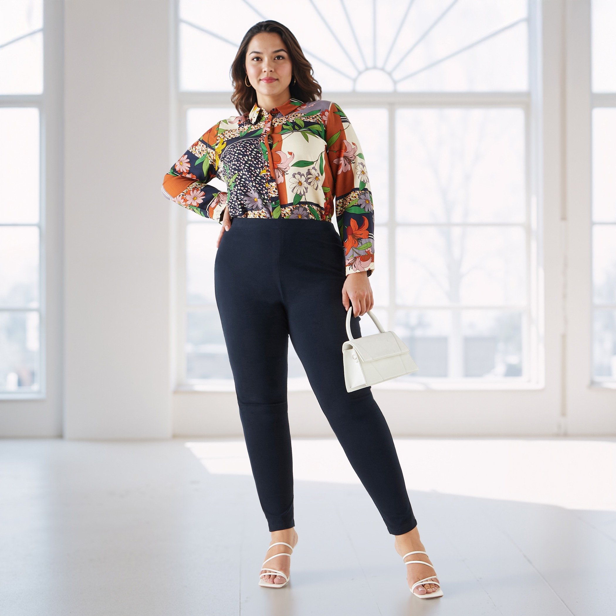 Plus Size Ulla Popken Leggings with Elasticated Waistband-women-clothing-bottoms-leggings-image-2