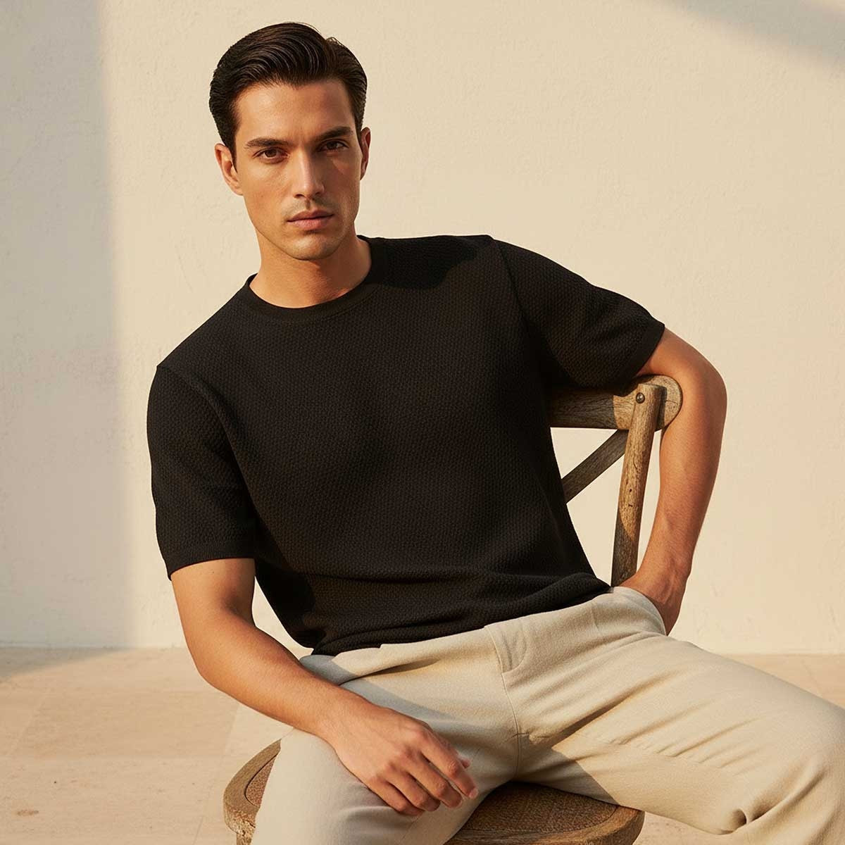 Iconic Regular Fit Crew Neck Short Sleeves Textured T-shirt-men-clothing-tshirtsandpolos-tshirts-image-5