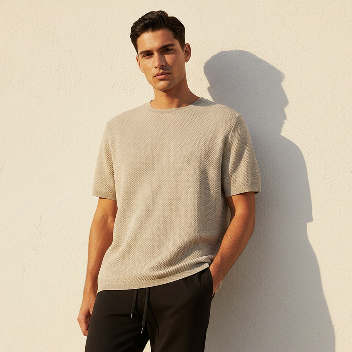 Iconic Regular Fit Crew Neck Short Sleeves Textured T-shirt-men-clothing-tshirtsandpolos-tshirts-image-1