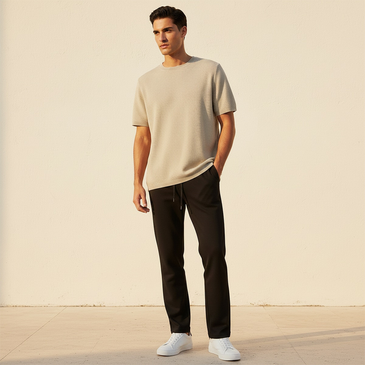 Iconic Regular Fit Crew Neck Short Sleeves Textured T-shirt-men-clothing-tshirtsandpolos-tshirts-image-5