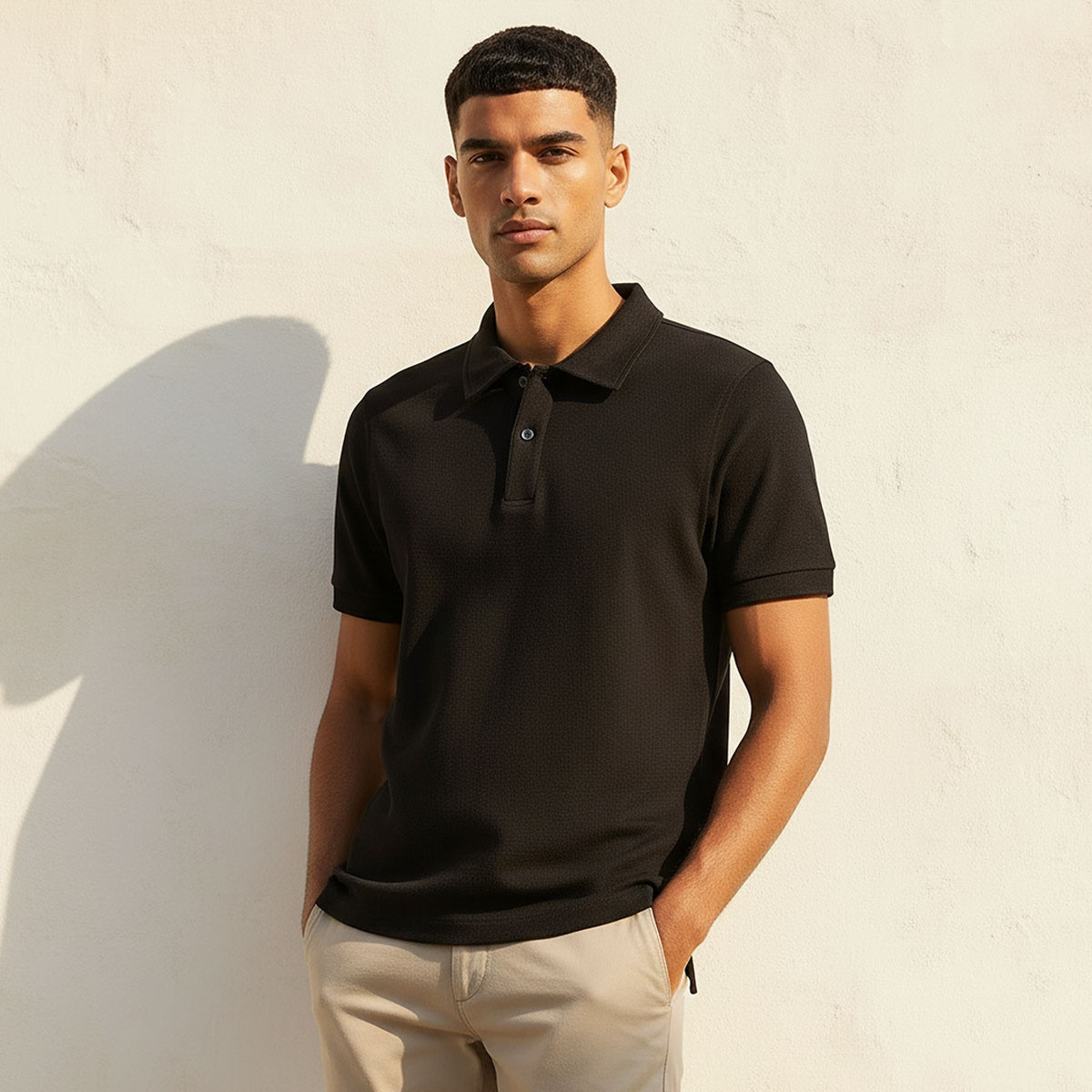تيشيرت بولو بارز الملمس بأكمام قصيرة من سبلاش بيسك-men-clothing-tshirtsandpolos-polos-image-1
