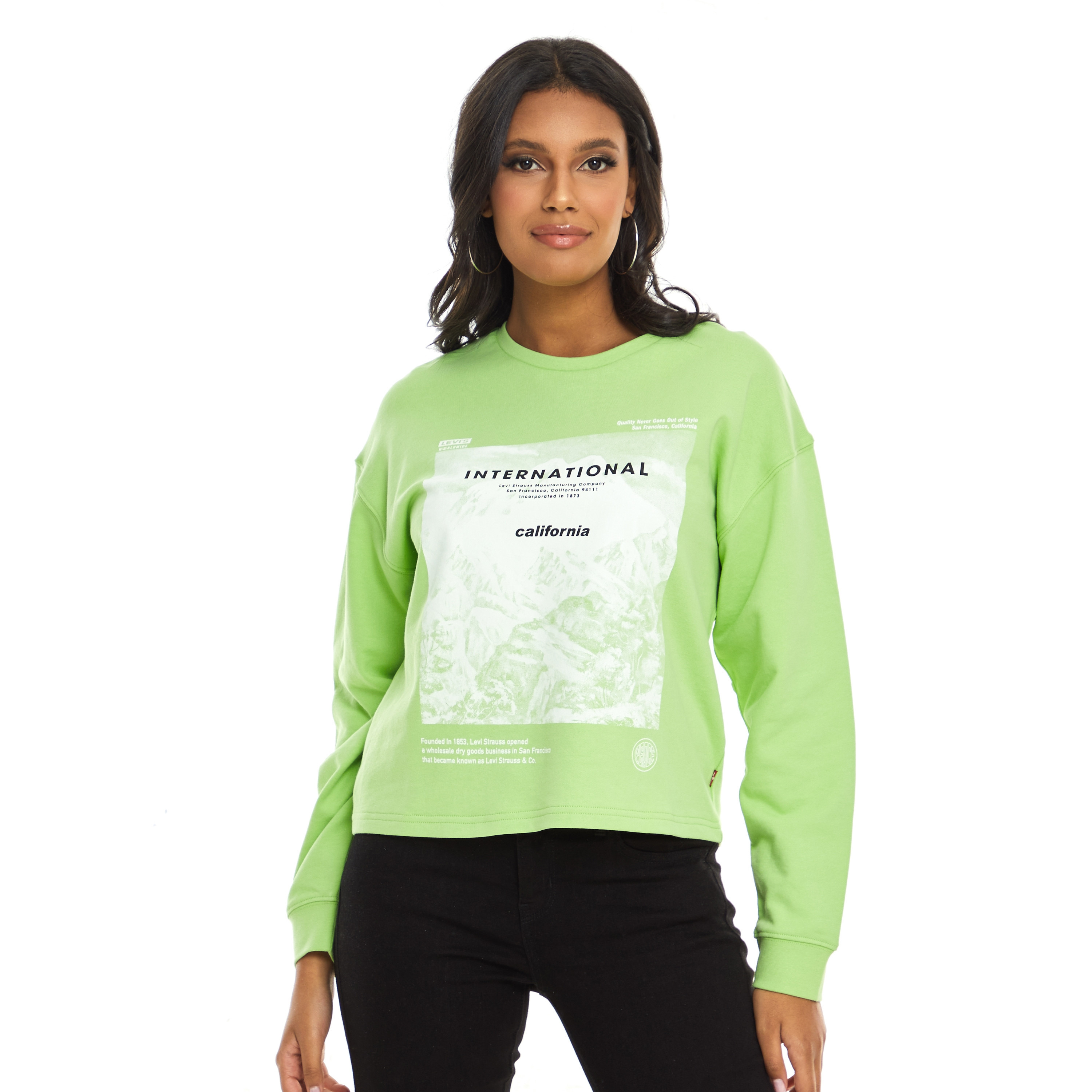 Levi's Women Green Printed Crew Neck Sweatshirt-women-clothing-hoodiesandsweatshirts-sweatshirts-image-1