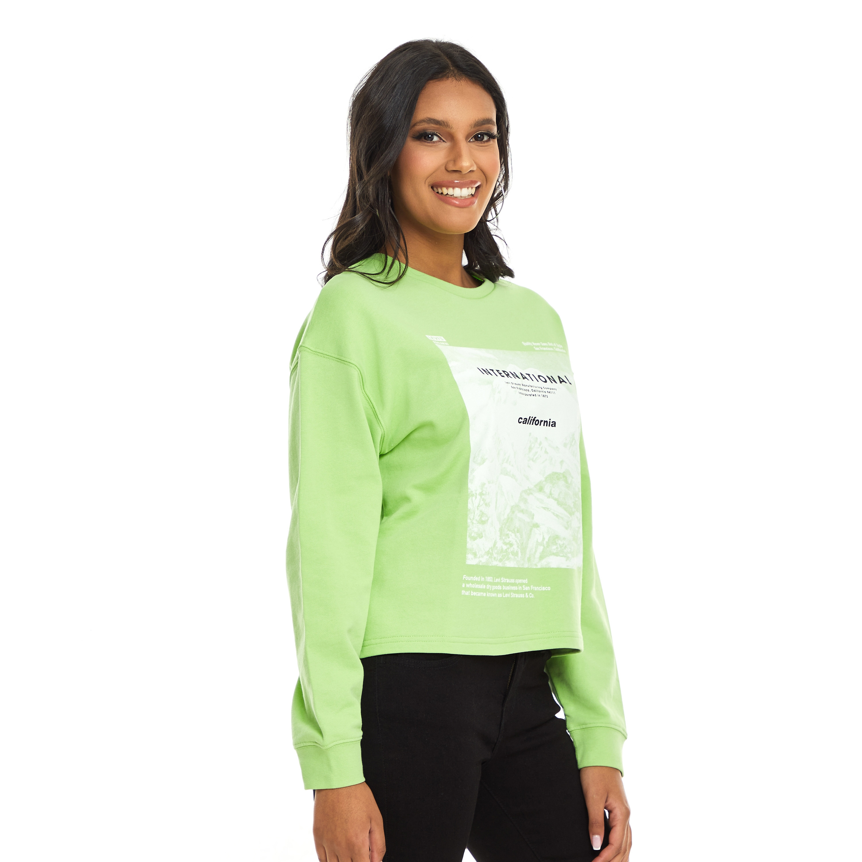 Levi's Women Green Printed Crew Neck Sweatshirt-women-clothing-hoodiesandsweatshirts-sweatshirts-image-3
